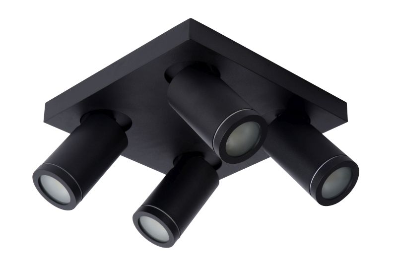 Lucide TAYLOR - Stropné bodové svietidlo Kúpeľňa - LED Dim to warm - GU10 - 4x5W 2200K/3000K - IP44 - Black